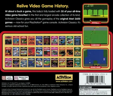 Activision Classics (US) box cover back